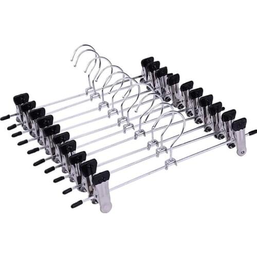 10pcs Stainless Steel Trousers Rack Clip Metal Anti-Slip Clothespin Wardrobe Pants Clamp Clothes Hanger For Balcony Bathroom
