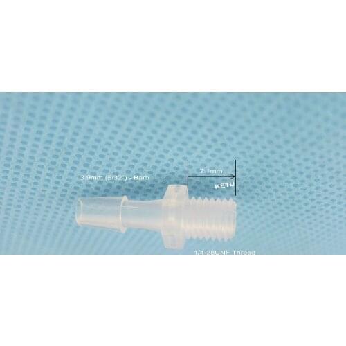 100pcs/lot 3.9mm-Barb Mini Screw-in Connector with male thread UNF 1/4"-28