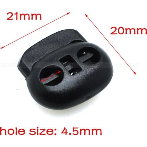 100pcs Cord Lock Bean Toggle Stopper Plastic Size:20mm*19mm*8mm Toggle Clip Black