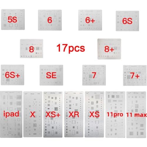 17pcs full set IC Chip BGA Reballing Stencil Kits Tin Planting Soldering Net for iPhone XS MAX XR 8p 7 6s 6 SE 5S 5C 5 iPad