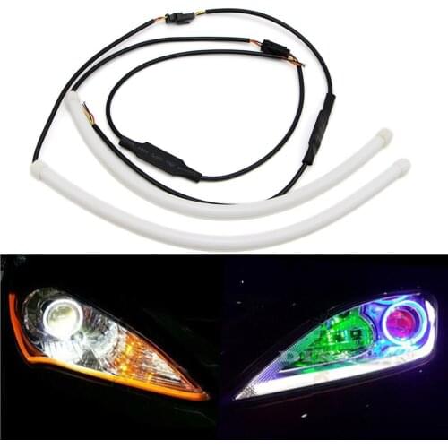30cm LED Soft Tube Color Strip Light Headlight Flexible DRL Day Light Universal AUTO Turn Signal Light Strip 2Pcs