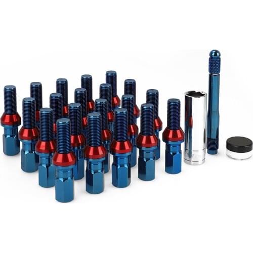 20PCS conical Seat Car Wheel Bolts Stud Locking Lock Wheel Nuts with sleeve + type dowel pin YC101472-75