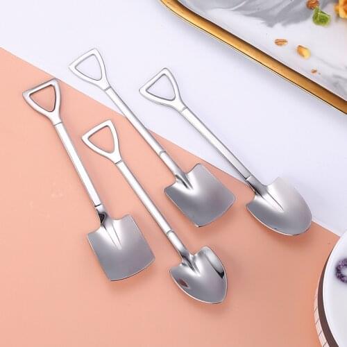 304 creative retro shovel coffee spoon stainless steel dessert spoon watermelon spoon ice cream spoon tip shovel flat shovel