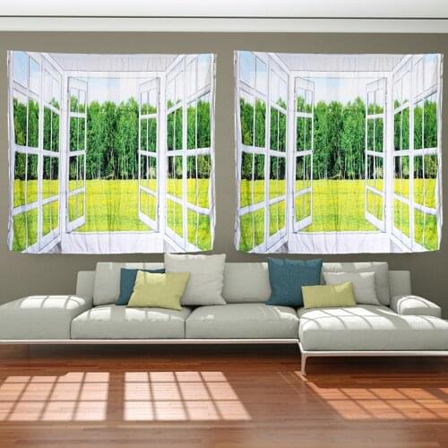 3D Natural Scenery Velcro Curtains For Living Room Hall Bedroom Decoration Window Curtain Interior Home Kitchen Wall Tapestry