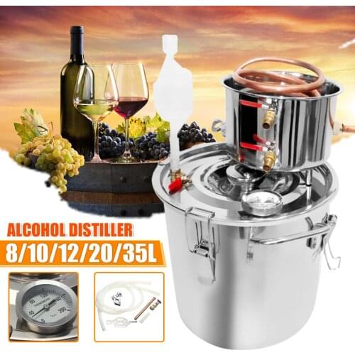 8/10/12/20/35L Durable Distiller Moonshine Alcohol Stainless Copper DIY Home Water Wine Essential Oil Brewing Kit