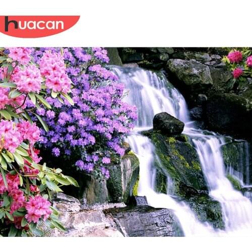 HUACAN Diamond Painting Waterfall Mosaic Embroidery Landscape Cross Stitch Kits Rhinestones Picture Home Decor Ation