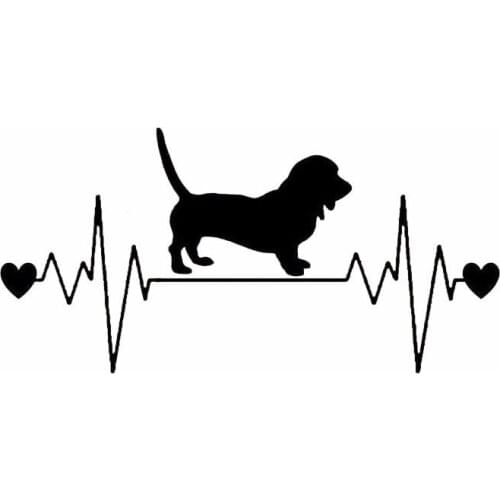 20.3cm*10.2cm Basset Hound Heartbeat Lifeline Window Bumper Car Sticker Decal PVC Dog