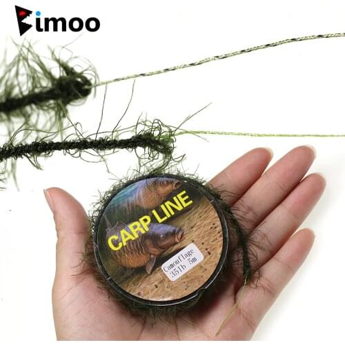Bimoo 5M/roll Carp Fishing Weed Uncoated Hooklink / Leadcore Line 25LB 35LB Camo Green Wire Carp Hair Rigs Accessories