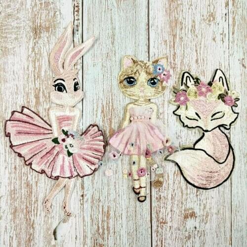 Large embroidery big rabbit fox cats cartoon patches EE-31
