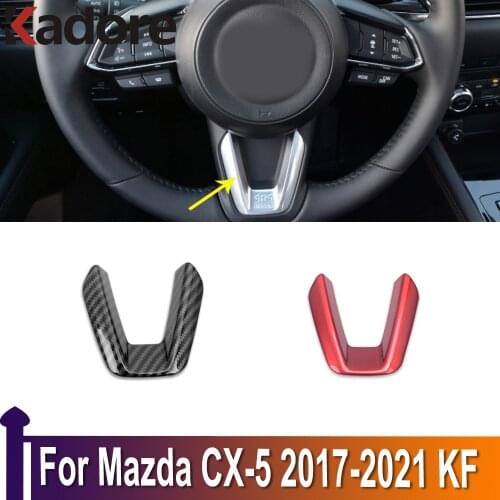 For Mazda CX-5 CX5 2017 2018 2019 2020 KF Carbon Fiber Car Steering Wheel Cover Trim Sticker Auto Interior Accessories