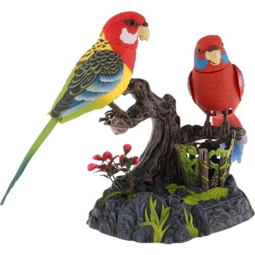 Sound Voice Activated Talking Parrots Dancing Chirping Birds with Pen Holder and Realistic Sounds and Movements