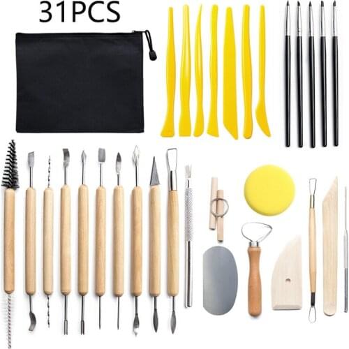 Pottery tools 31 clay art auxiliary burin, modelling is silica gel , punch, wood, stainless steel, solid, durable, clay t