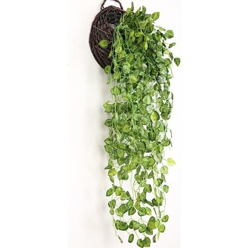 90cm Artificial Green Plants Hanging Ivy Leaves Radish Seaweed Grape Fake Flowers Vine Home Garden Wall Party Decoration