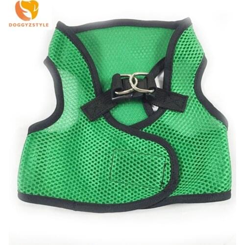 DOGGYZSTYLE Breathable Mesh Small Dog Pet Harness and Leash Set Puppy Cat Vest Harness Collar For Cute Doggy 5 Colors