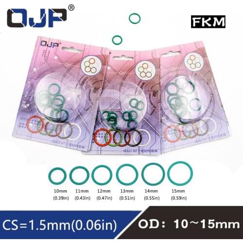 10PC Rubber Ring Green FKM O Ring Kit 5Sizes O rings Seal Rubber Sealing O-ring Washer Gaskets Oil Fuel Assortment Set Kit Box