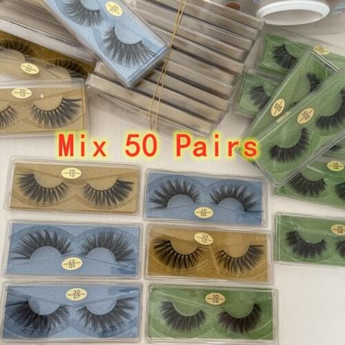 Beauty Make Up Tools Bulk Items Wholesale Bundles Lots Fake Fasle Lashes Strip 3D Fluffy Wispy Mink Hair Eyelashes 50 Pairs Sets