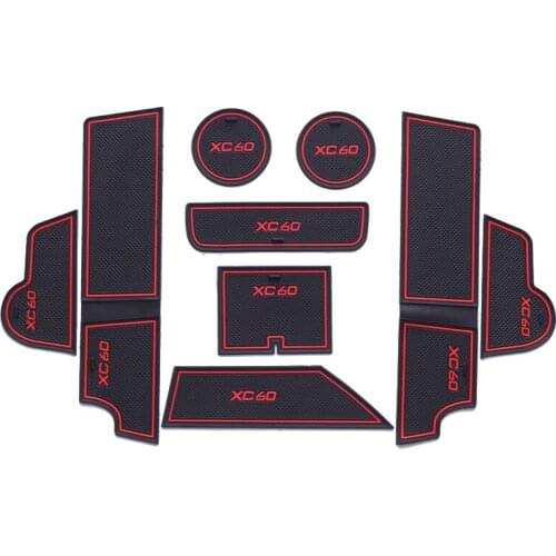 Car Anti-Dirty Pad Door Groove Gate Slot Cup Armrest Storage Pad Anti-Slip Mat For XC60 2015 2016 2017