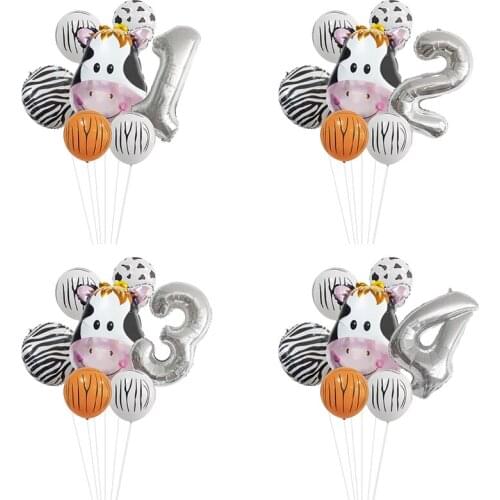 Animal Lion Balloons Set Foil Balloons NumberHappy Birthday Party Decorations Kids Oh Baby Shower Boy