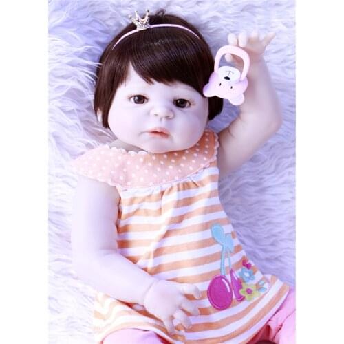 Cute BeBe Reborn Doll 55cm full Silicone Reborn Baby Dolls with blue/brown eyes Lifelike Newborn Baby Gift Juguetes Babies Toys