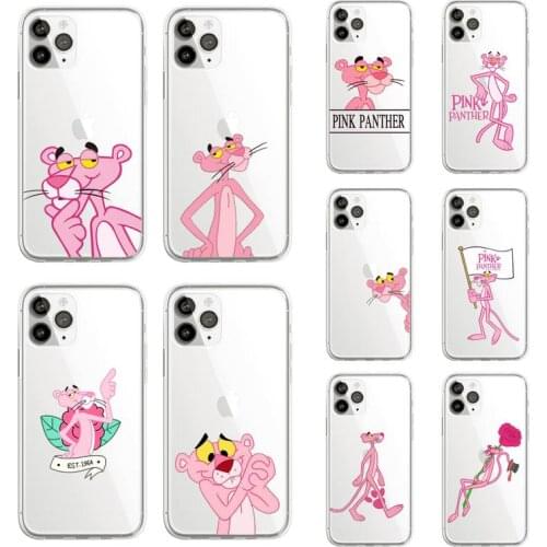 Pink panther cute cartoon Phone Case Transparent soft For iphone 5 5s 5c se 6 6s 7 8 11 12 plus mini x xs xr pro max