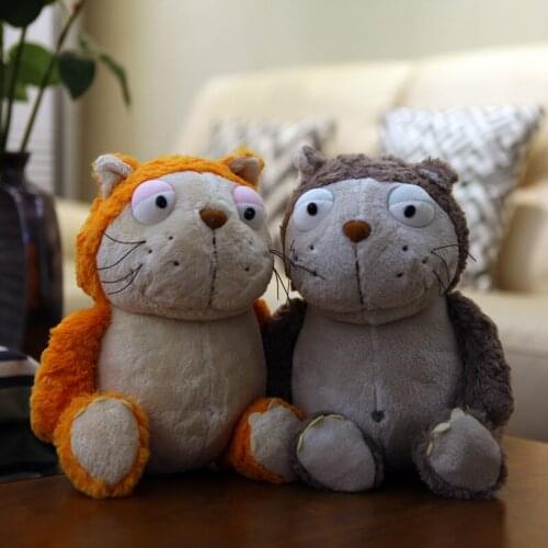 Cartoon Yellow and grey Kawaii Cat Plush Toys Stuffed Cute Cat Doll Lovely Animal Pillow Soft Cartoon Kid Christmas Gift