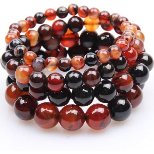 Natural Coffee Agates Stone Bead Bracelets Charm Strand Bracelet for Men Luxury Yoga Jewelry Gift Bring Good Luck 6mm 8mm 10mm