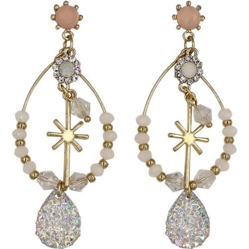 New retro baroque snowflake drop crystal earrings female temperament earrings 2020 womens jewelry fairy earrings