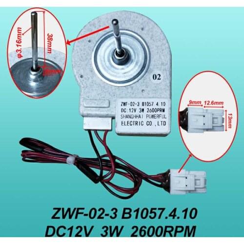 Original refrigerator parts fan motor B1057.4.10 ZWF-02-3 12V 3W 2600PRM