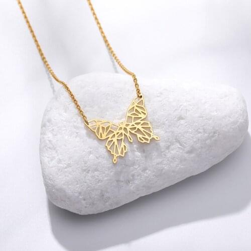 Butterfly Necklace Hollow Creative Necklace For Woman Stainless Steel Gold Rose Gold Choker 2020 Hot Fashion BFF Jewelry