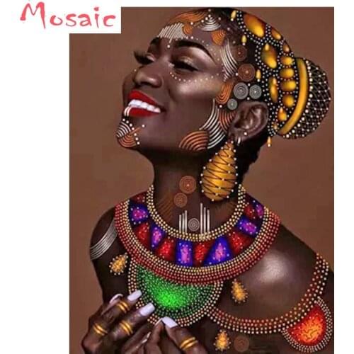 Full square circular Diamond Painting African woman girl 5d Diamond Embroidery Sale Picture Of Rhinestones Home Decor portrait
