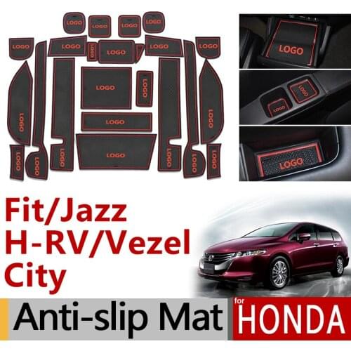 Anti-Slip Rubber Gate Slot Cup Mat for Honda Fit Jazz GE6 GK5 HR-V Vezel City Odyssey Crosstour Accessories Stickers HRV 2015