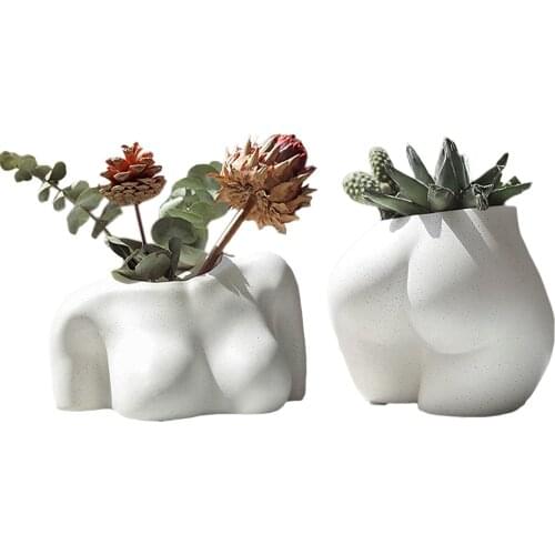 Sexy Body Art Flower Pot Resin Vase Chest Butt Statue Decorative Flower Pot Artwork