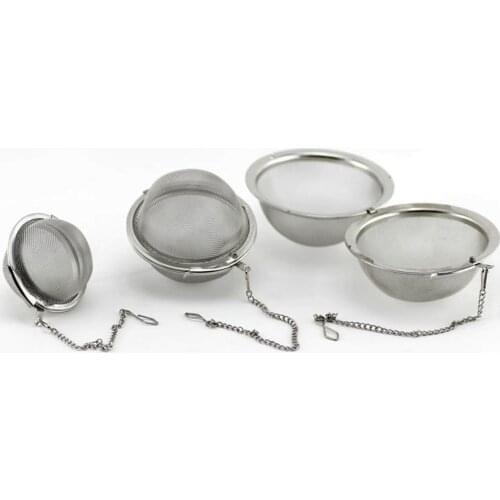 3 Sizes Stainless Steel Mesh Ball Tea Coffee Filter Mesh Infuser Chained Lid Ball Style Strainer Tool