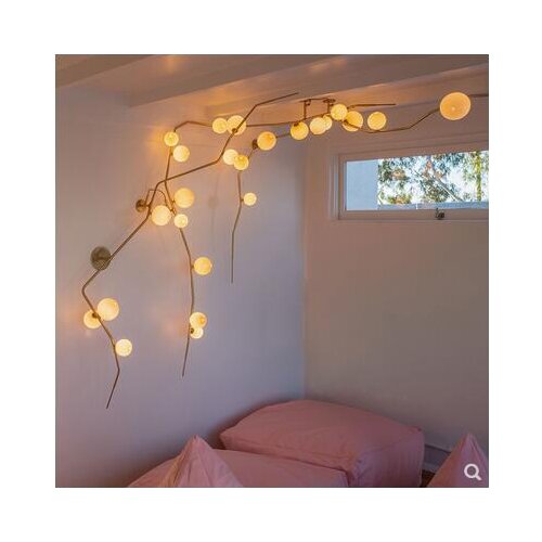 Nordic ins branch ceiling lamp Zen villa creative lamp molecular wrought iron glass living room magic bean chandelier led