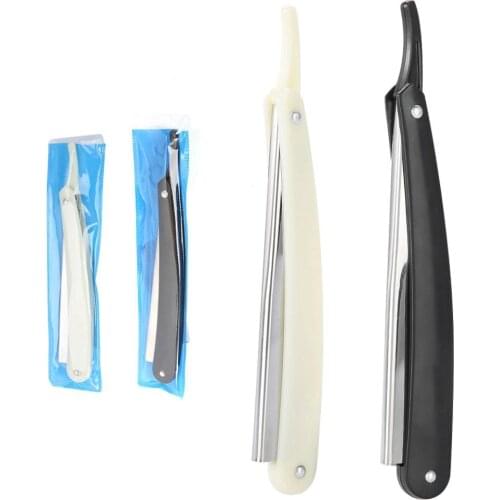 2 Colors Alloy HaircutAnti-Slip Razor Straight Blade Folding Double-Sided Telescopic Knife Holder With Blade Hairdressing Salon