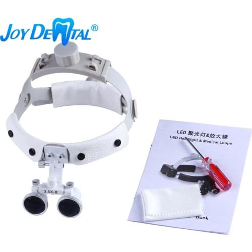 Dental Surgical Medical Binocular Loupe Magnifier 3.5X-R 280-380mm Headband with Leather