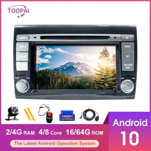 TOOPAI Android 10 For Fiat Bravo 2007-2012 Car Multimedia Player GPS Navigation Auto Radio Stereo Head Unit SWC DVD 4GB 64GB