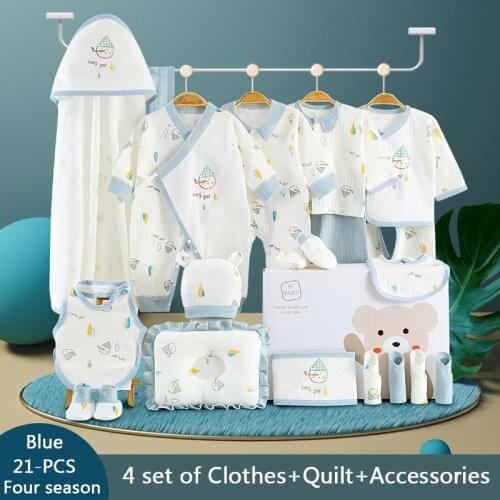 Unisex Newborn Clothing Set Baby Cotton Clothes Infant Oufit Romper Bodysuit Hat Quilt Baby Accessories Baby Girl Clothes Set