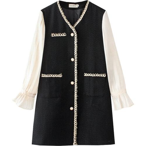 Spring/Autumn Women Dress Oversize 2021 Fashion Casual Clothes Loose Long Sleeve One-Piece Chic Style Two Pockets Dresses