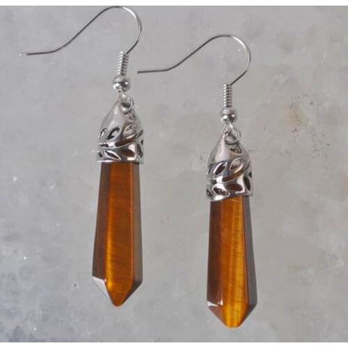 Natural Tigereye Beads Dangle GEM Earrings Women Jewelry T123