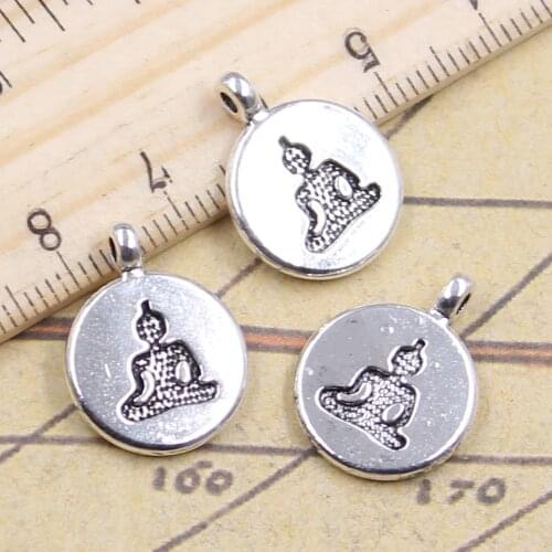 15pcs Charms Yoga Om Lotus Pose Padmasana 20x15mm Antique Silver Pendants Making DIY Handmade Tibetan Silver Finding Jewelry