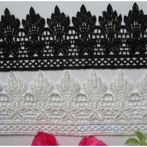 2 yard Polyester Flower Handmade Embroidered Fabric Lace Edge Trim Applique Ribbon Wedding Dress DIY Sewing Craft Decoration