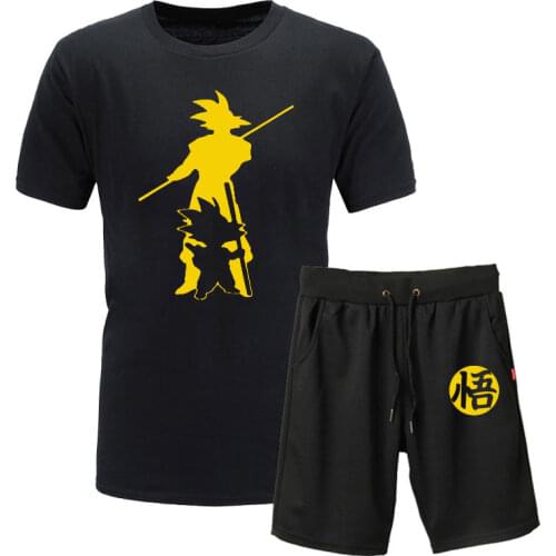 2021 New Summer Sportswear Men Clothing Goku 2piece T-shirts+Shorts O-Neck Short sleeve T shirt casual Harajuku brand clothing