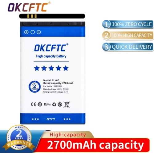2700mAh BL 4C BL-4C Replacement Battery For Nokia 6100 6300 6125 6136 6170 7705 7200 7270 8208 BATTERY BL4C