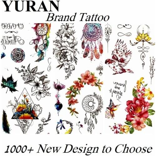 3D Small DreamCatcher Temporary Tattoos Feather Flower Waterproof Rose Sticker Tattoo Body Art Arm Fake Paper Tatoos For Women