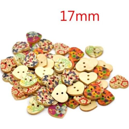 50Pcs Mixed Heart Flower Wood Sewing Buttons For Cloth Flatback Cabochon Scrapbooking Crafts Knopf Bouton Decor Diy Accessories