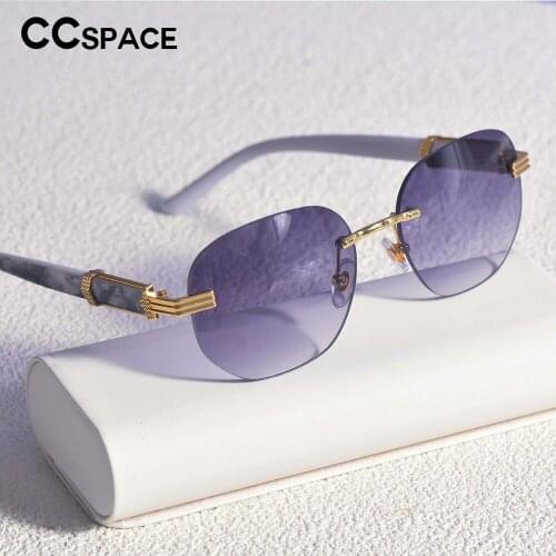 53482 Rimless Oval Ladies Sunglasses Marble Grain Decorative Womens Shades UV400