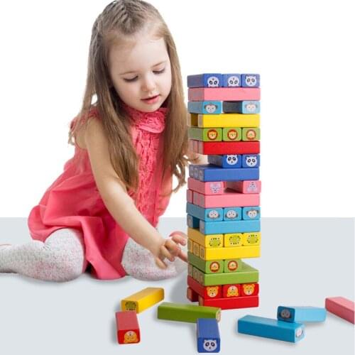 54 Pieces Of Jenga Building Blocks 0.83 Wooden Childrens Balance Stacking Towers Stacked High Board Game Educational Toys