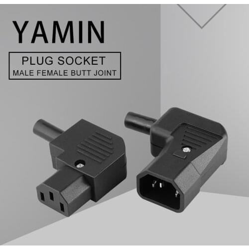 90 Degree Side Elbow Plug Socket AC Power Male Female Butt Joint Without Welding 10A Three Hole Connector