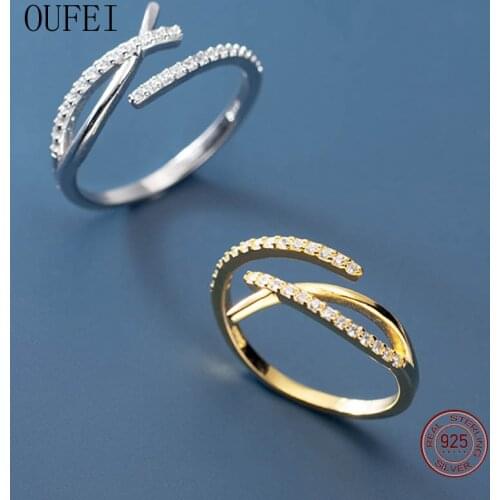 925 Sterling Silver Ring For Women Fashion Open Rings Charm Zircon Fine Simple Rings 925 Silver Jewelry Accessories Holiday Gift